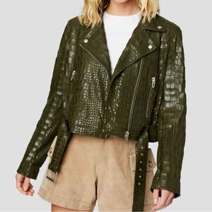 Blank NYC olive snakeskin jacket